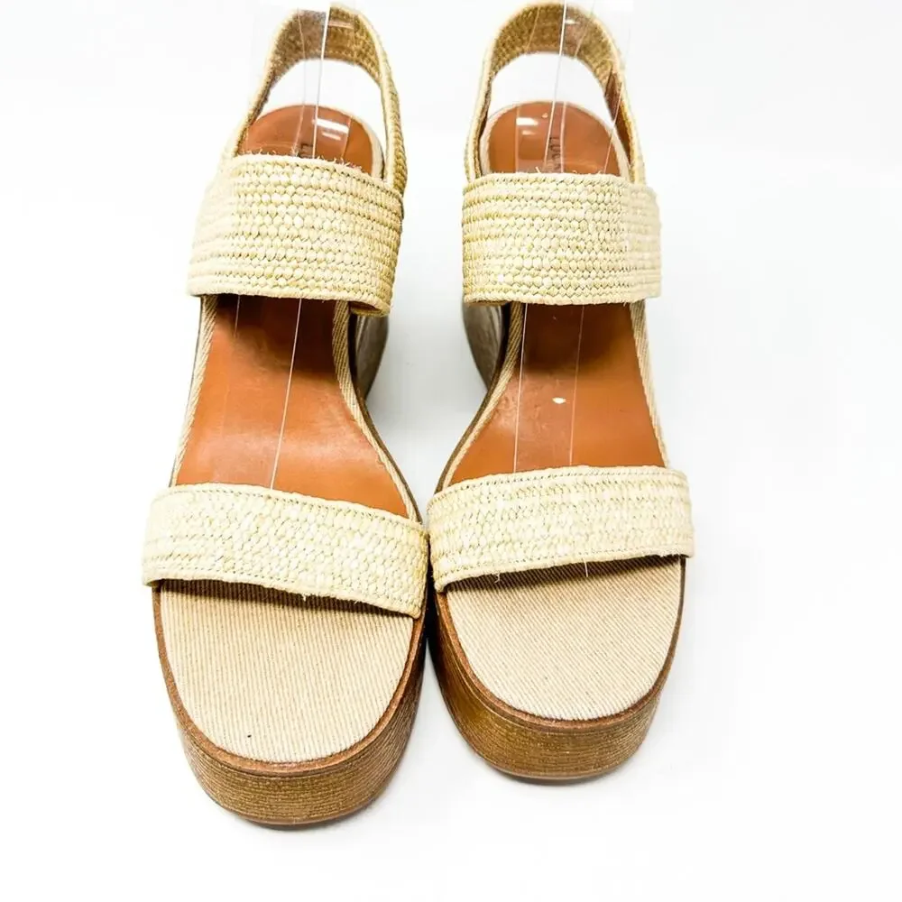 NEW Lucky Brand Delukah Ankle Strap Wedge Slingback Sandals, Size 9.5, MSRP $99